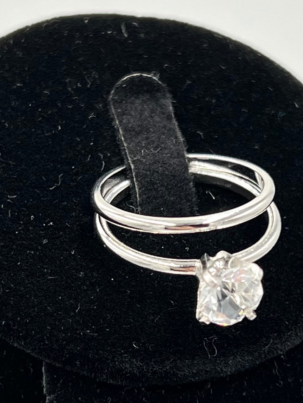 Vintage Uncas Silvertone Bridal Solitaire Ring/Band Set